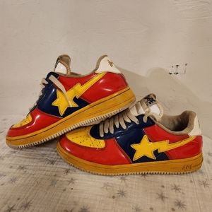 A bathing Ape Bapesta shoe red yellow blue size 10
